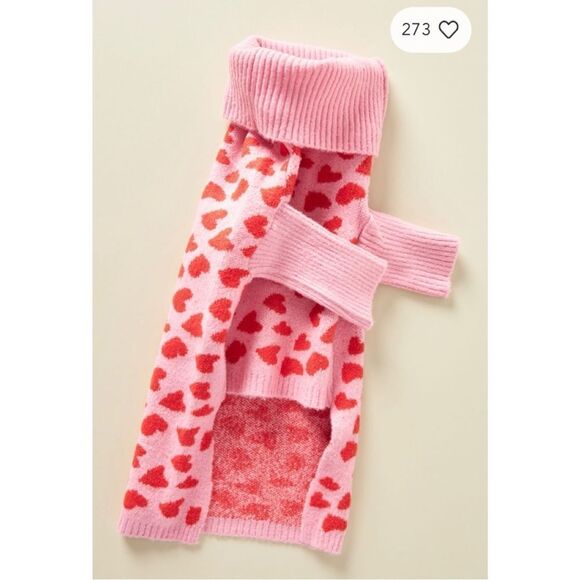 NEW Anthropologie Little Beast The Love Pink Heart Dog Valentine's Day Sweater - Picture 2 of 2